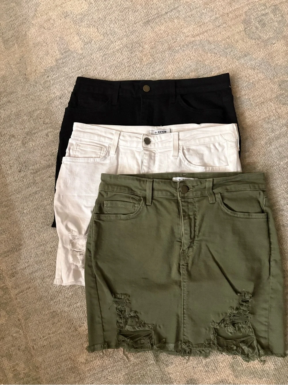 Three O2 Denim Mini Skirts - Picture 1 of 9
